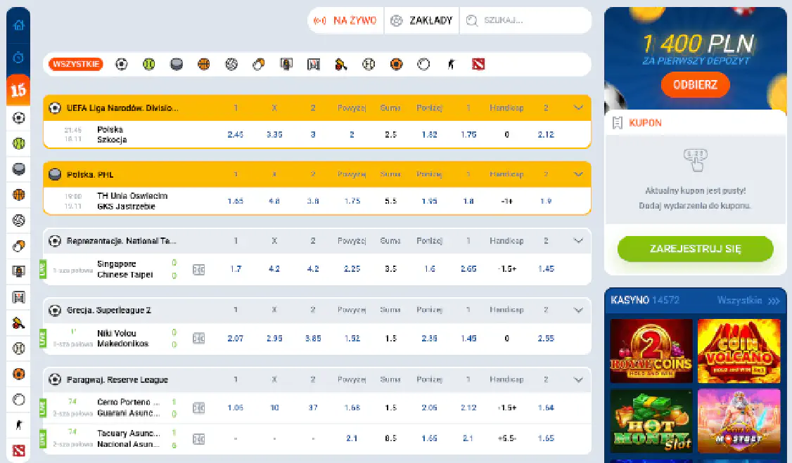 Dostępne dyscypliny sportowe do obstawiania w Mostbet